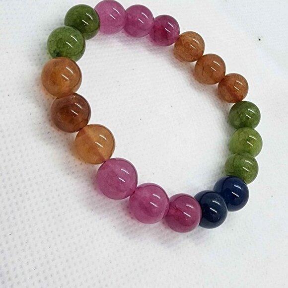 Multi-Color Agate Stretch Bracelet - Picture 2 of 3
